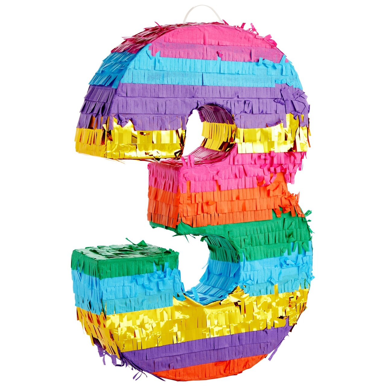 BLUE PANDA Number 3 Pinata - Vibrant Rainbow Pinata for 3rd Birthday Party Decor - Easy Fill Design For Kid Birthday Decor - 11.4x16.5x3 In, Multicolored